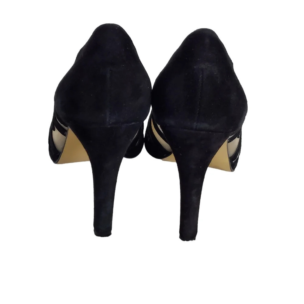 Beverly Feldman Honey2 Black Suede and Mesh Peep Toe Heel - Picture 5 of 16